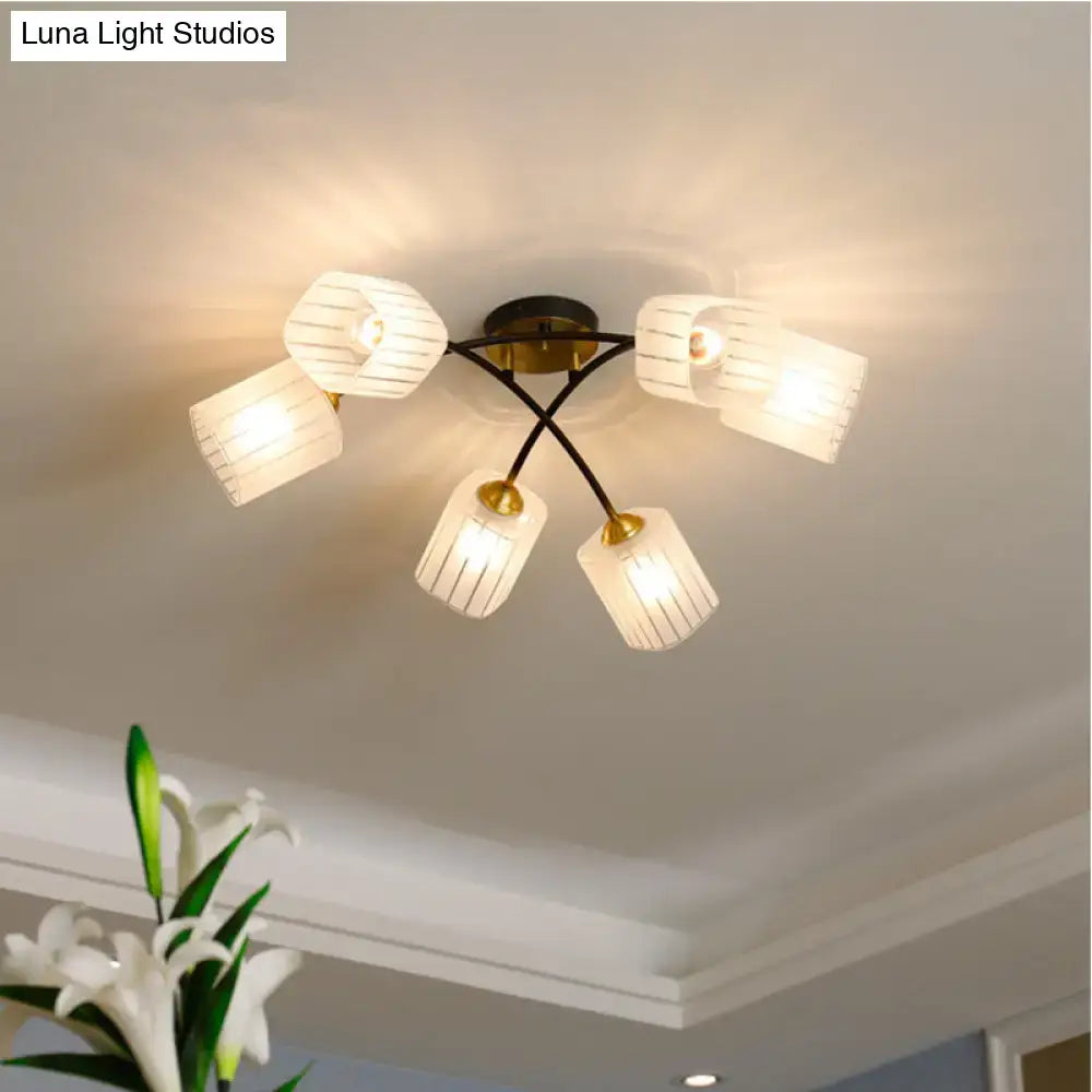DecorBites™ Post Modern Brass Ceiling Light with Frosted Glass - 6/8-Light Flush Mount