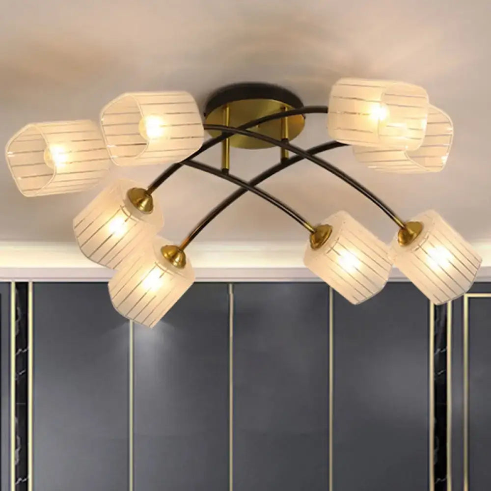 DecorBites™ Post Modern Brass Ceiling Light with Frosted Glass - 6/8-Light Flush Mount