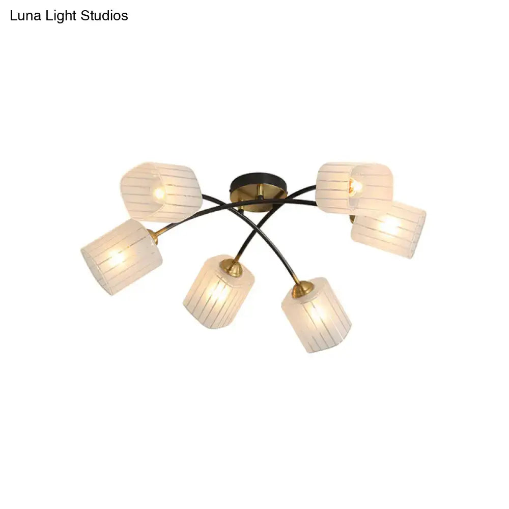DecorBites™ Post Modern Brass Ceiling Light with Frosted Glass - 6/8-Light Flush Mount