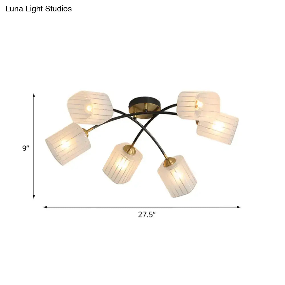 DecorBites™ Post Modern Brass Ceiling Light with Frosted Glass - 6/8-Light Flush Mount
