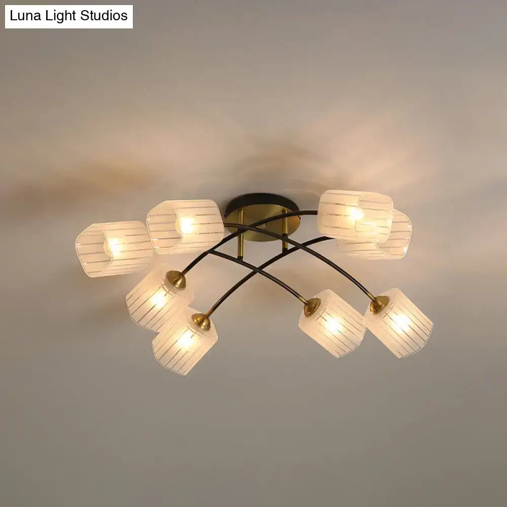 DecorBites™ Post Modern Brass Ceiling Light with Frosted Glass - 6/8-Light Flush Mount