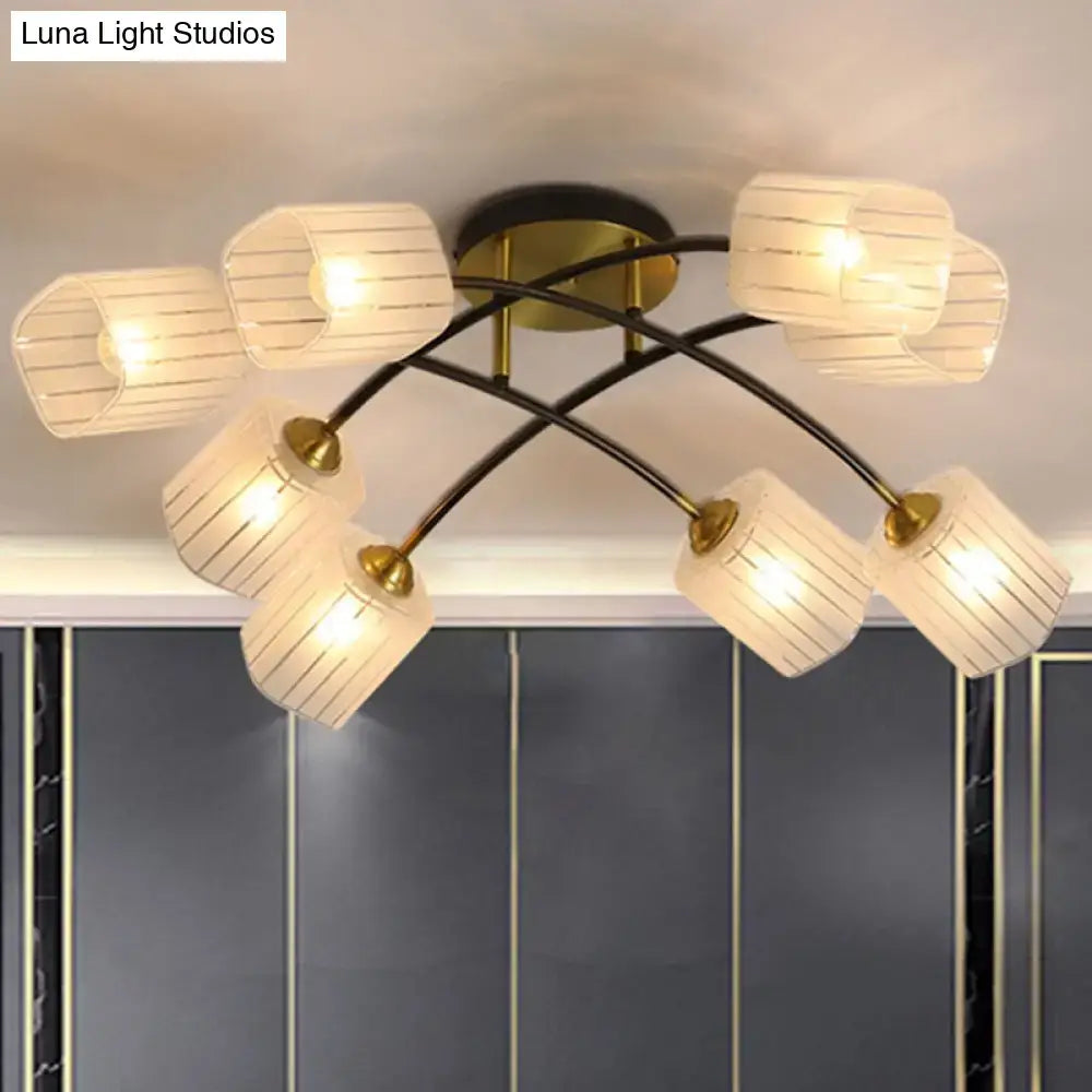 DecorBites™ Post Modern Brass Ceiling Light with Frosted Glass - 6/8-Light Flush Mount