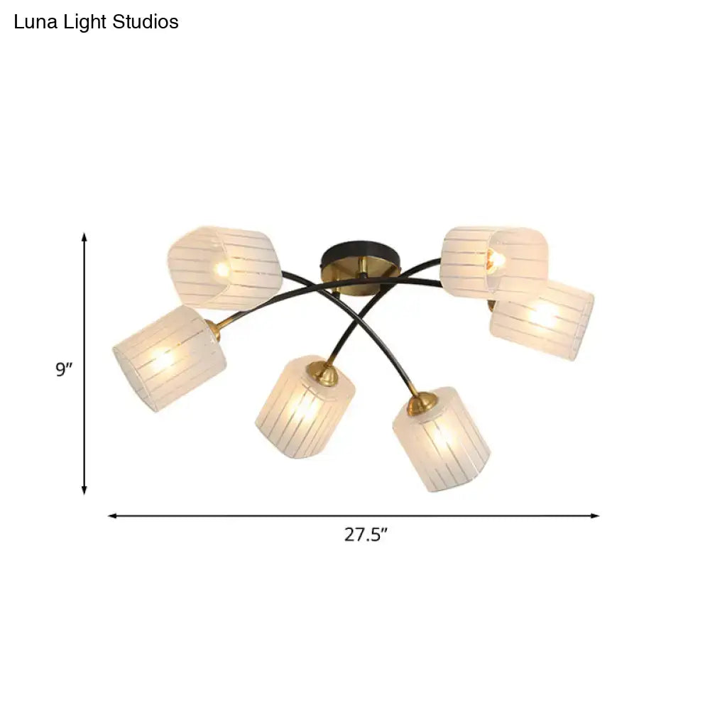 DecorBites™ Post Modern Brass Ceiling Light with Frosted Glass - 6/8-Light Flush Mount
