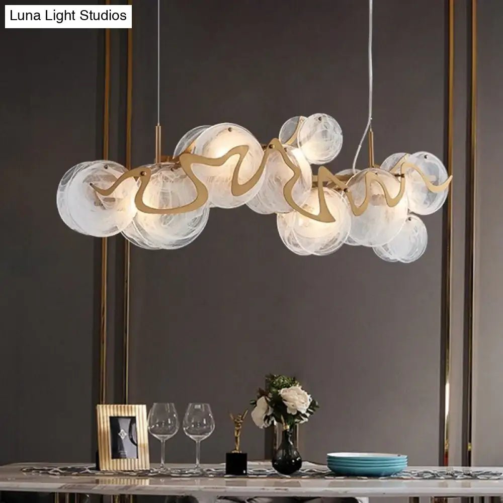 DecorBites™ Postmodern Circle Pendant Light: Glass Brass Restaurant Island Fixture