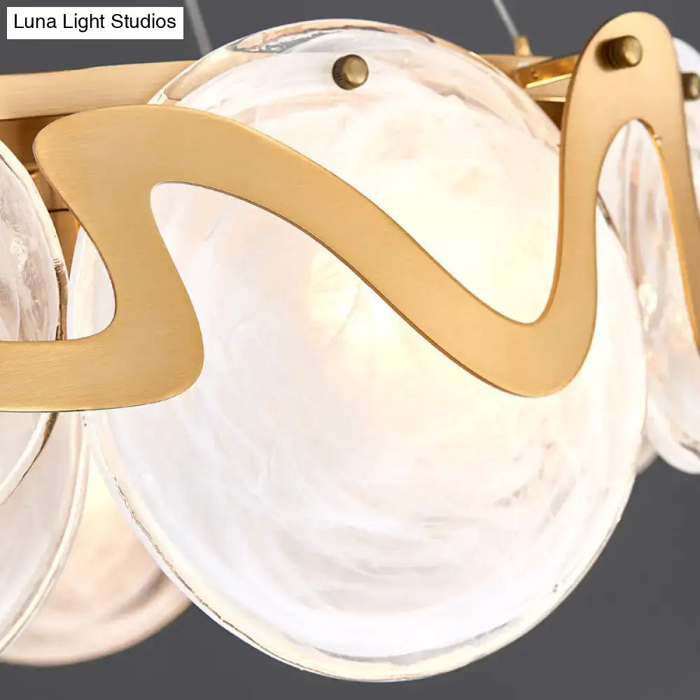 DecorBites™ Postmodern Circle Pendant Light: Glass Brass Restaurant Island Fixture