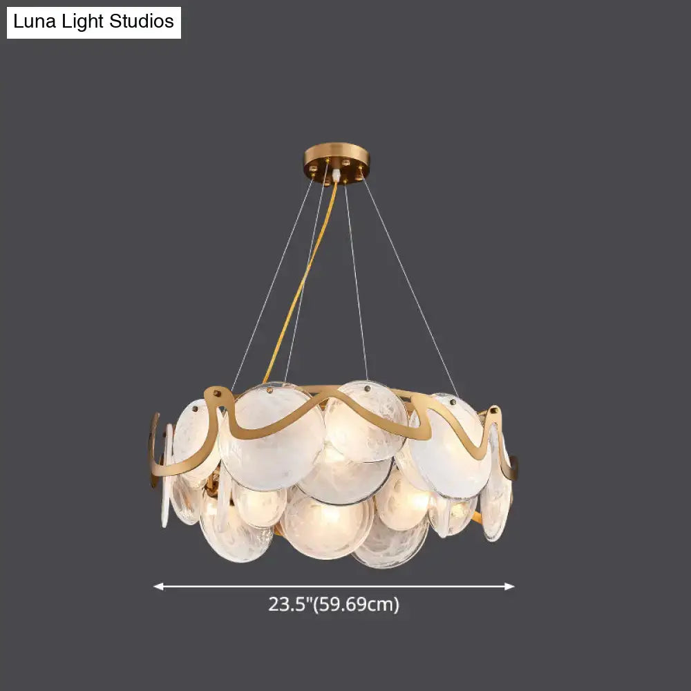DecorBites™ postmodern circle pendant light with gold-toned brass and layered glass discs for restaurant lighting fixture