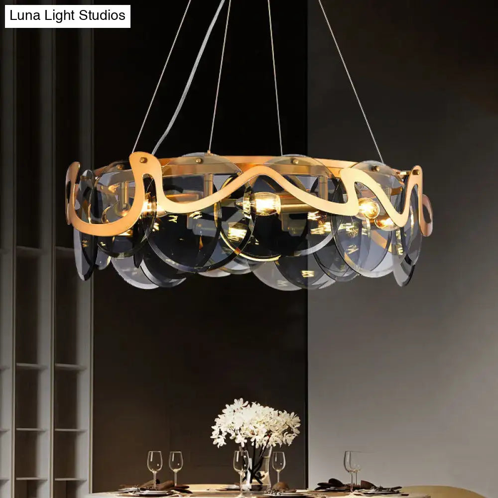 DecorBites™ Postmodern Circle Pendant Light: Glass Brass Restaurant Island Fixture