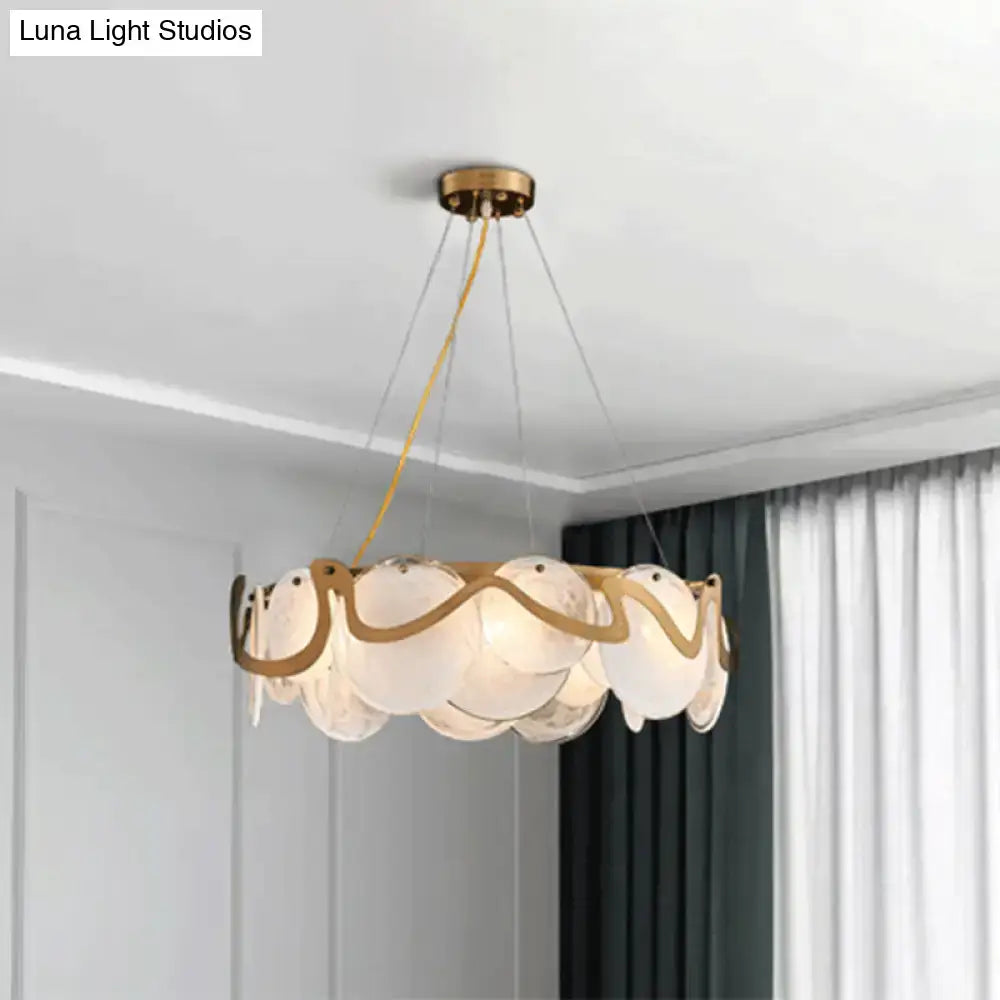 DecorBites™ Postmodern Circle Pendant Light: Glass Brass Restaurant Island Fixture