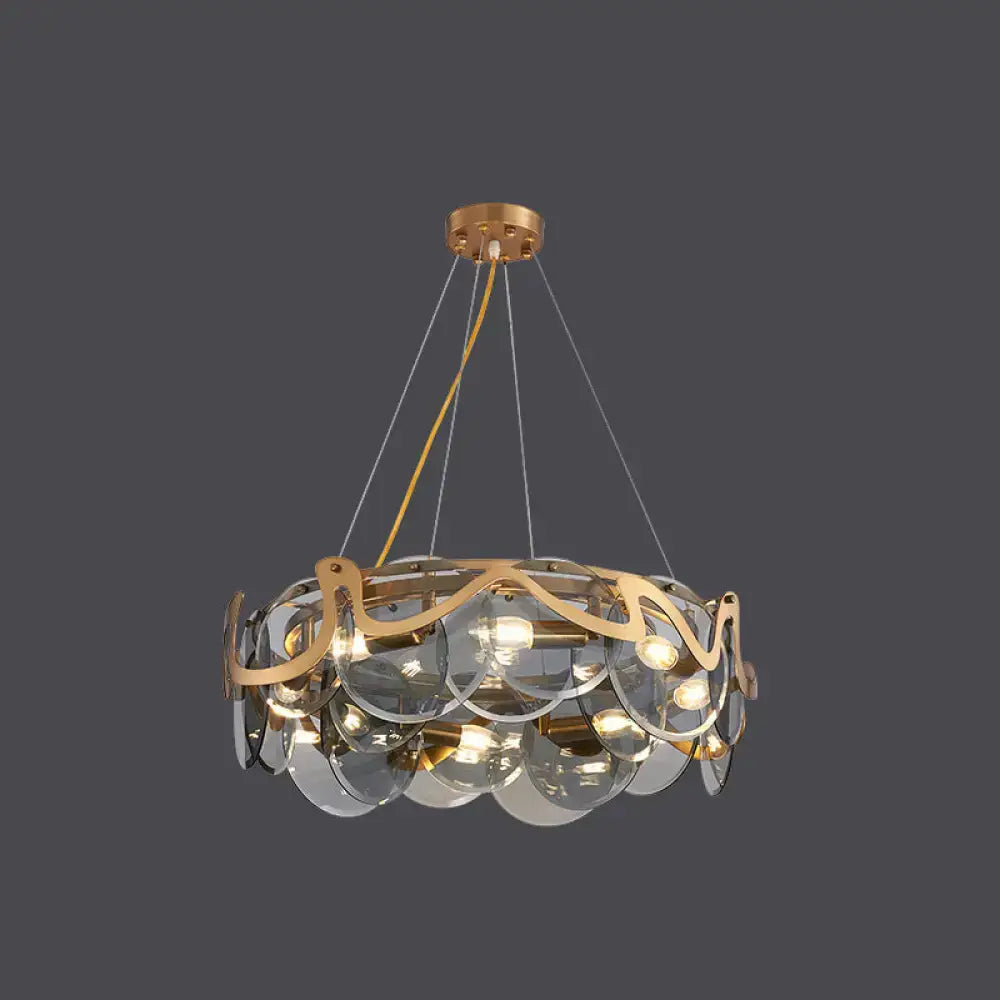 DecorBites™ Postmodern Circle Pendant Light: Glass Brass Restaurant Island Fixture