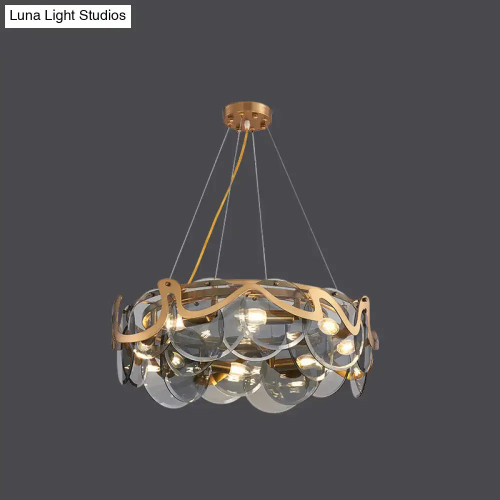 DecorBites™ Postmodern Circle Pendant Light: Glass Brass Restaurant Island Fixture