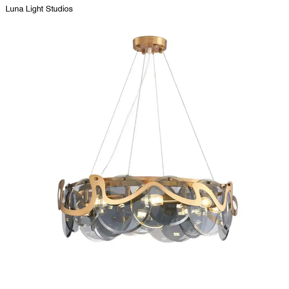 DecorBites™ Postmodern Circle Pendant Light: Glass Brass Restaurant Island Fixture