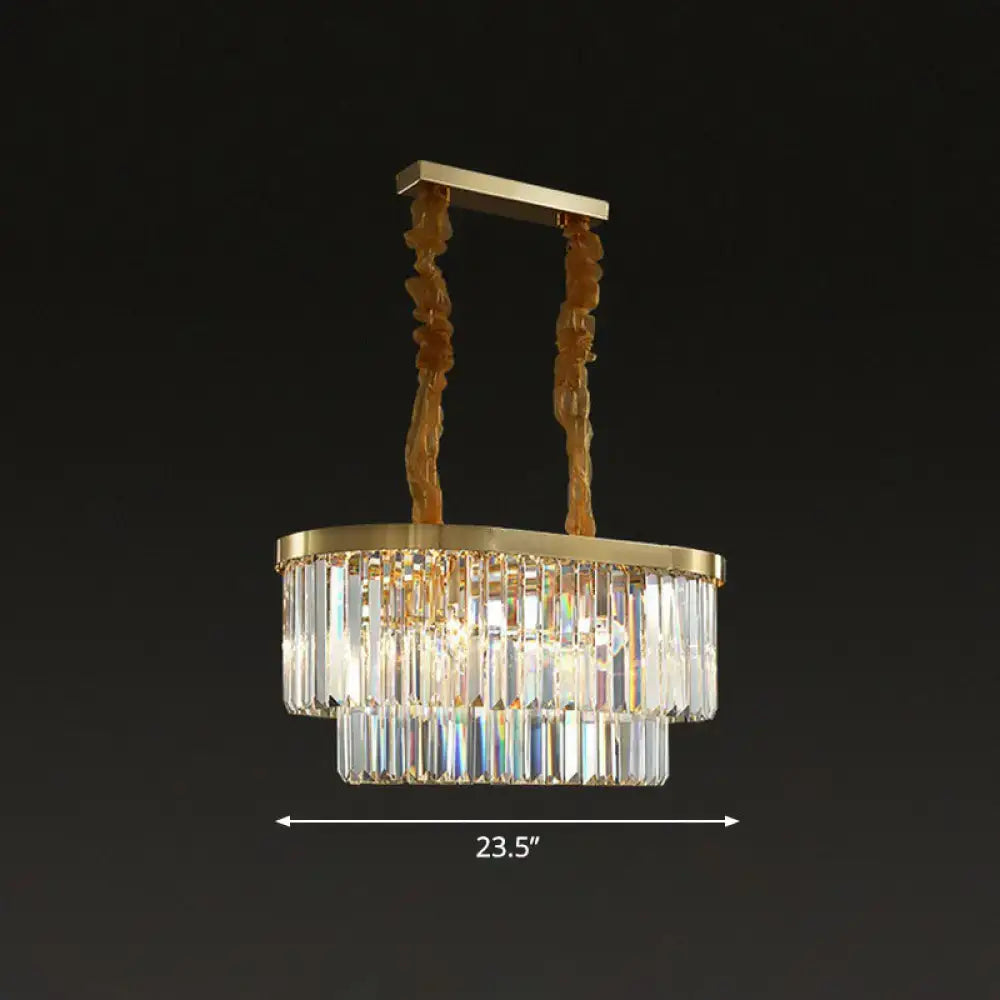 DecorBites™ Postmodern Clear Crystal Rod Pendant Light for Dining Room in Brass Finish