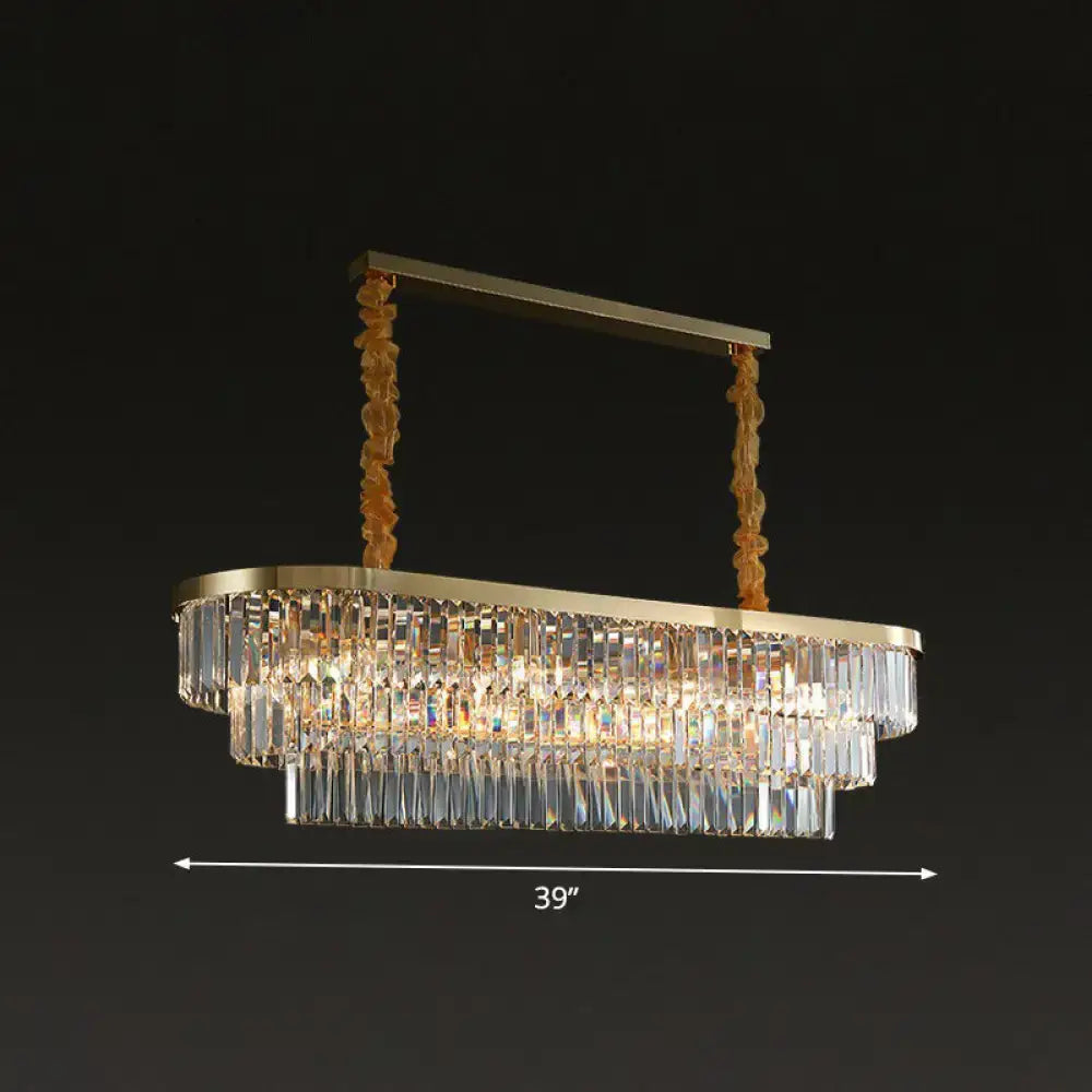 DecorBites™ Postmodern Clear Crystal Rod Pendant Light for Dining Room in Brass Finish