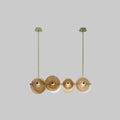 DecorBites™ Postmodern Disc Textured Glass Island Lighting: 4-Light Brass Suspension Light for Dinner