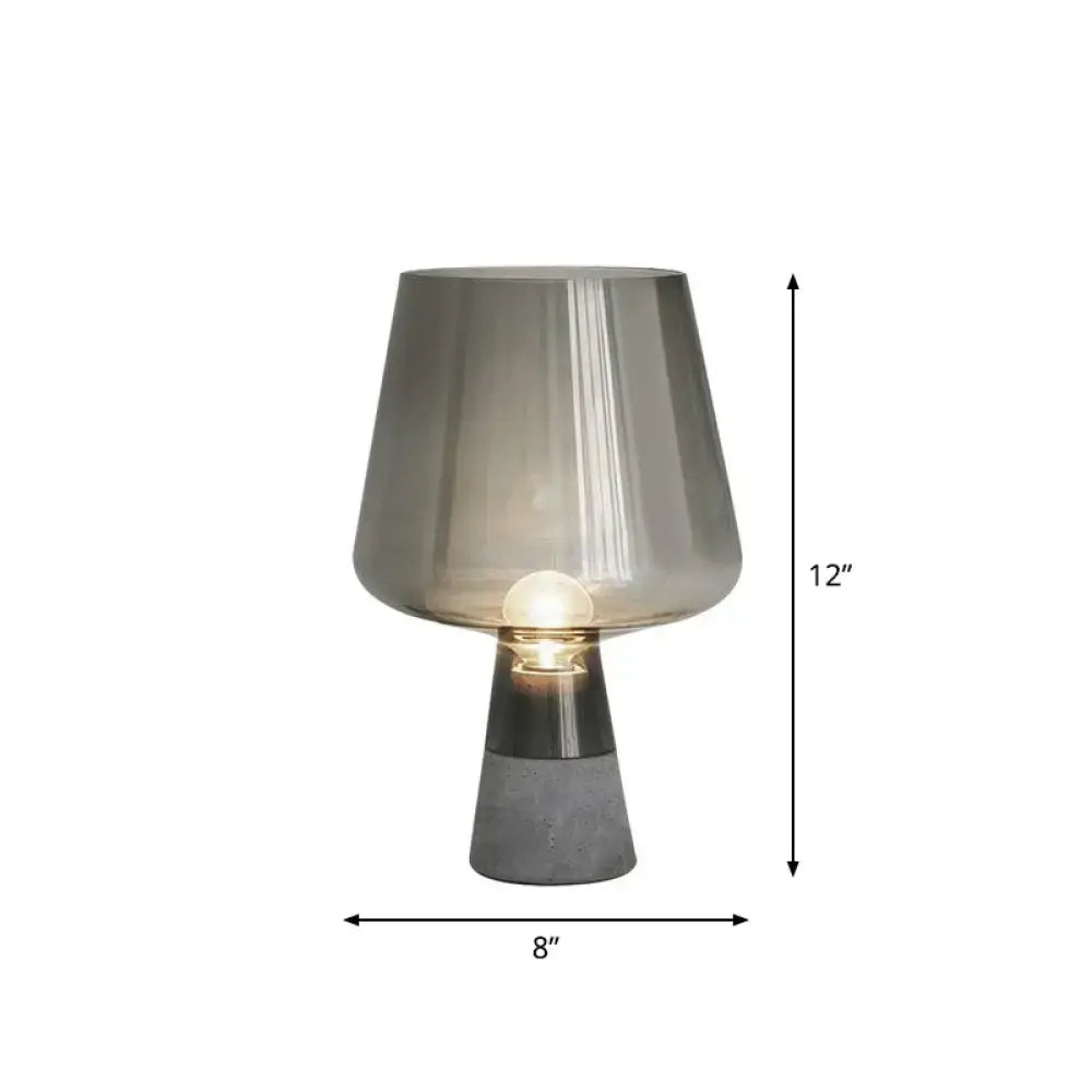 DecorBites™ Postmodern Glass Night Lamp with Cement Base: Cup Shaped Table Light for Bedroom