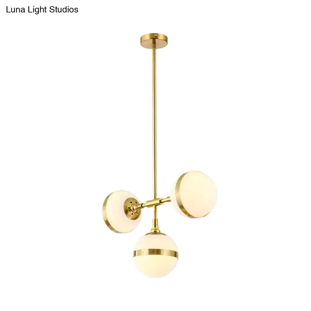 DecorBites™ Postmodern Gold Branch Pendant Light with White Ball Glass - 3/5-Light Suspension Lamp Kit