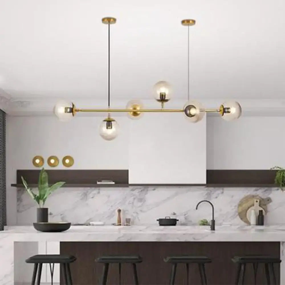 DecorBites™ Postmodern Gold Island Pendant with Glass Shades- Set of 6