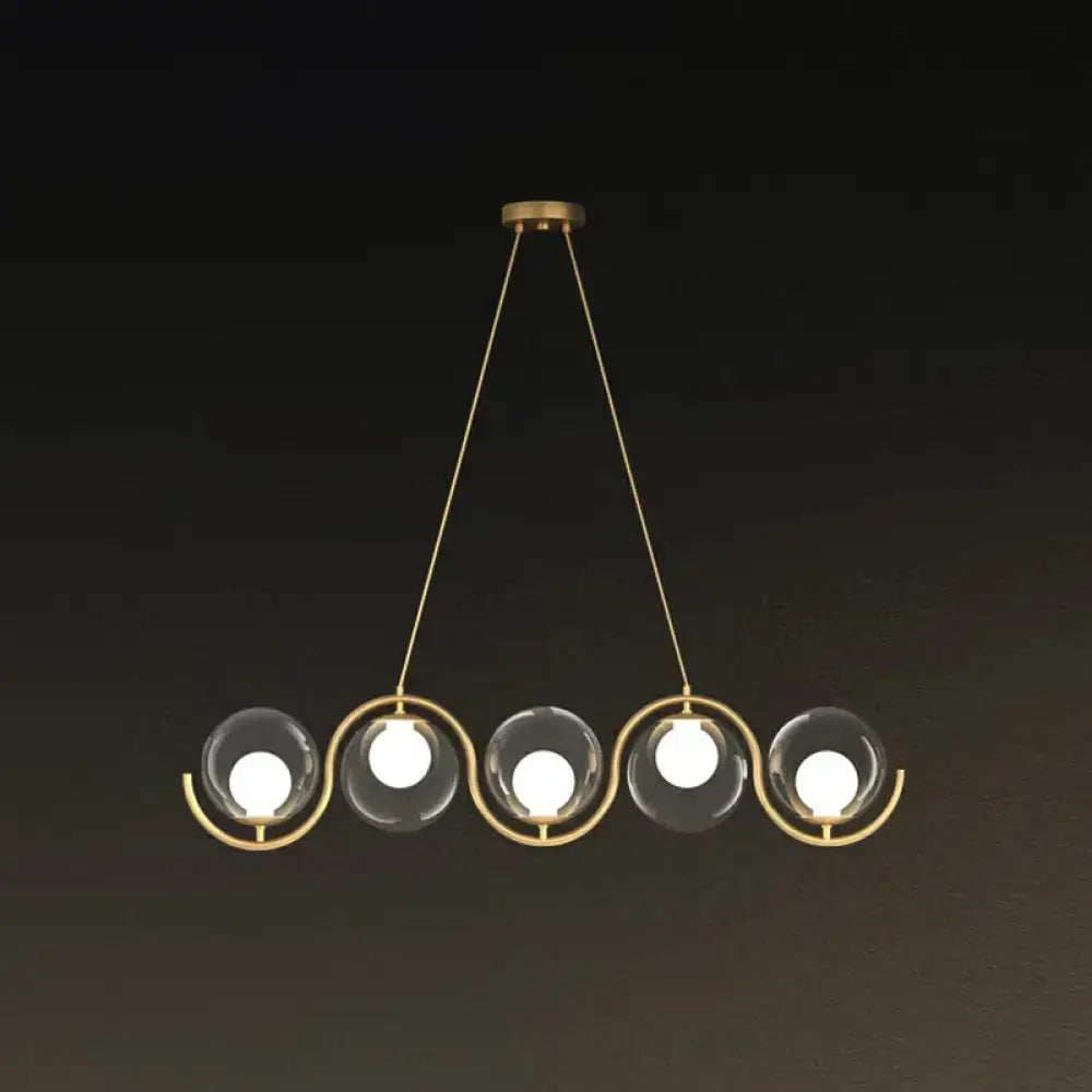 DecorBites™ Postmodern Island Light Fixture: Wavy Metallic Hanging Lamp with Glass Shade
