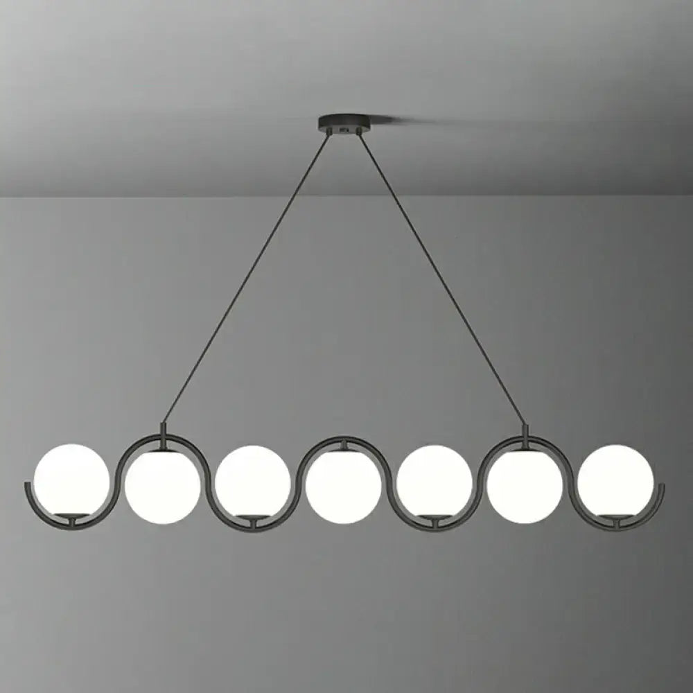 DecorBites™ Postmodern Island Light Fixture: Wavy Metallic Hanging Lamp with Glass Shade