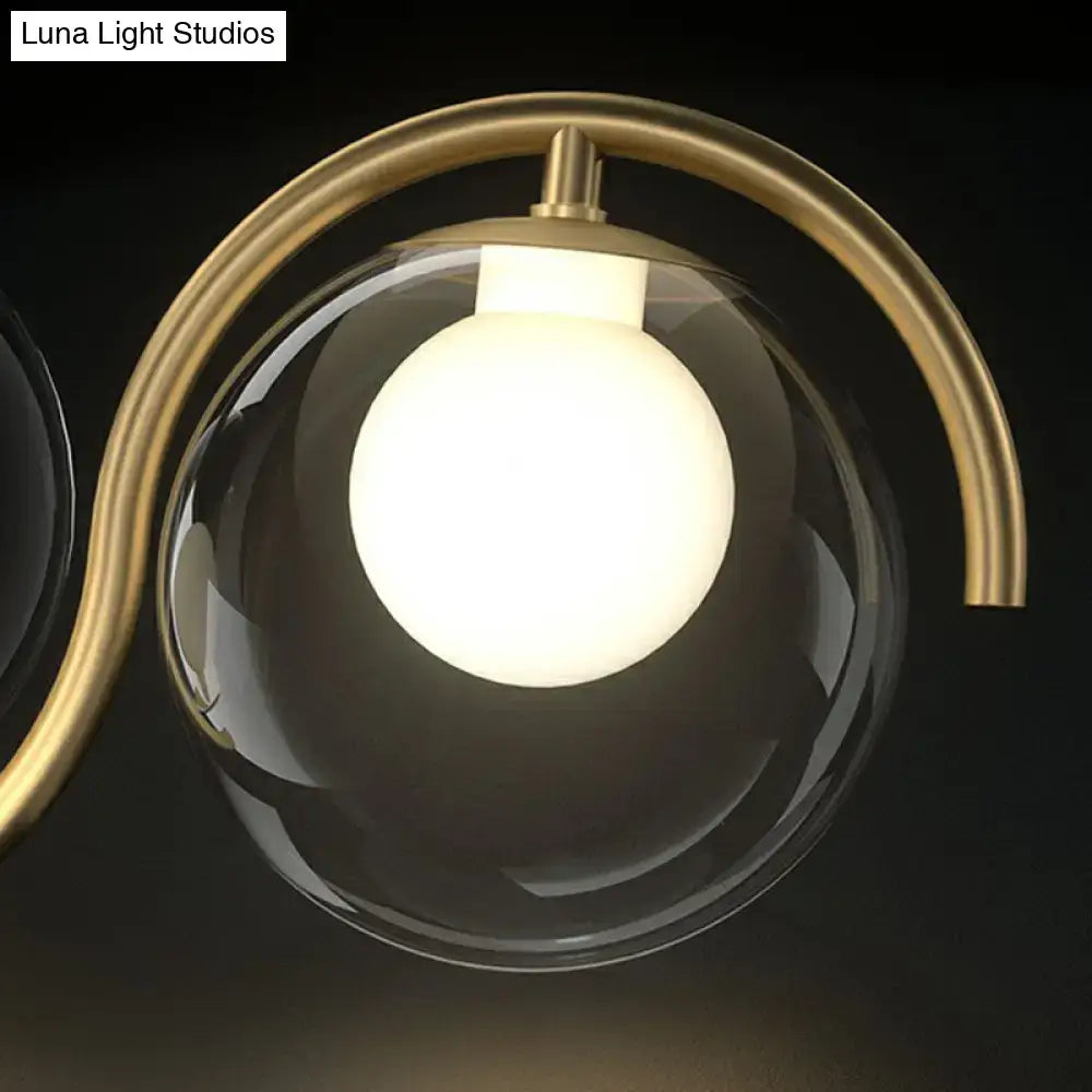 DecorBites™ Postmodern Island Light Fixture: Wavy Metallic Hanging Lamp with Glass Shade