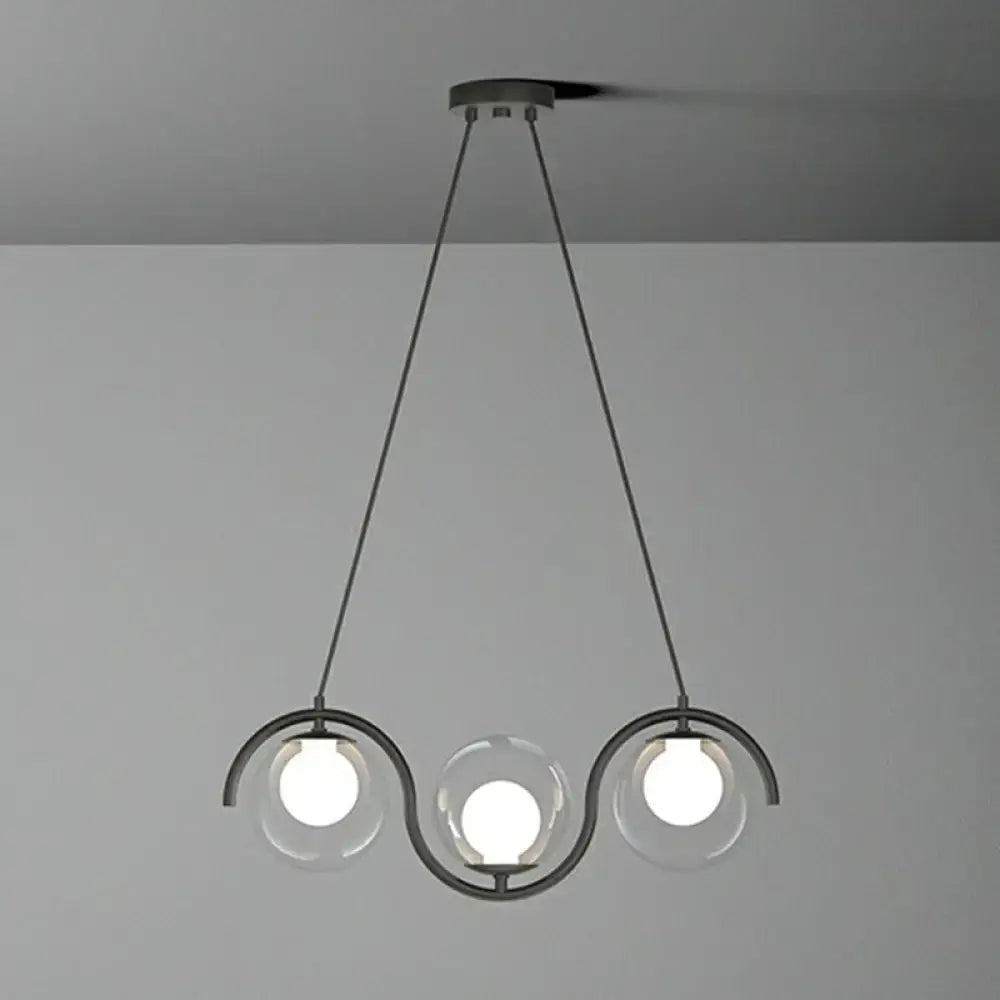 DecorBites™ Postmodern Island Light Fixture: Wavy Metallic Hanging Lamp with Glass Shade