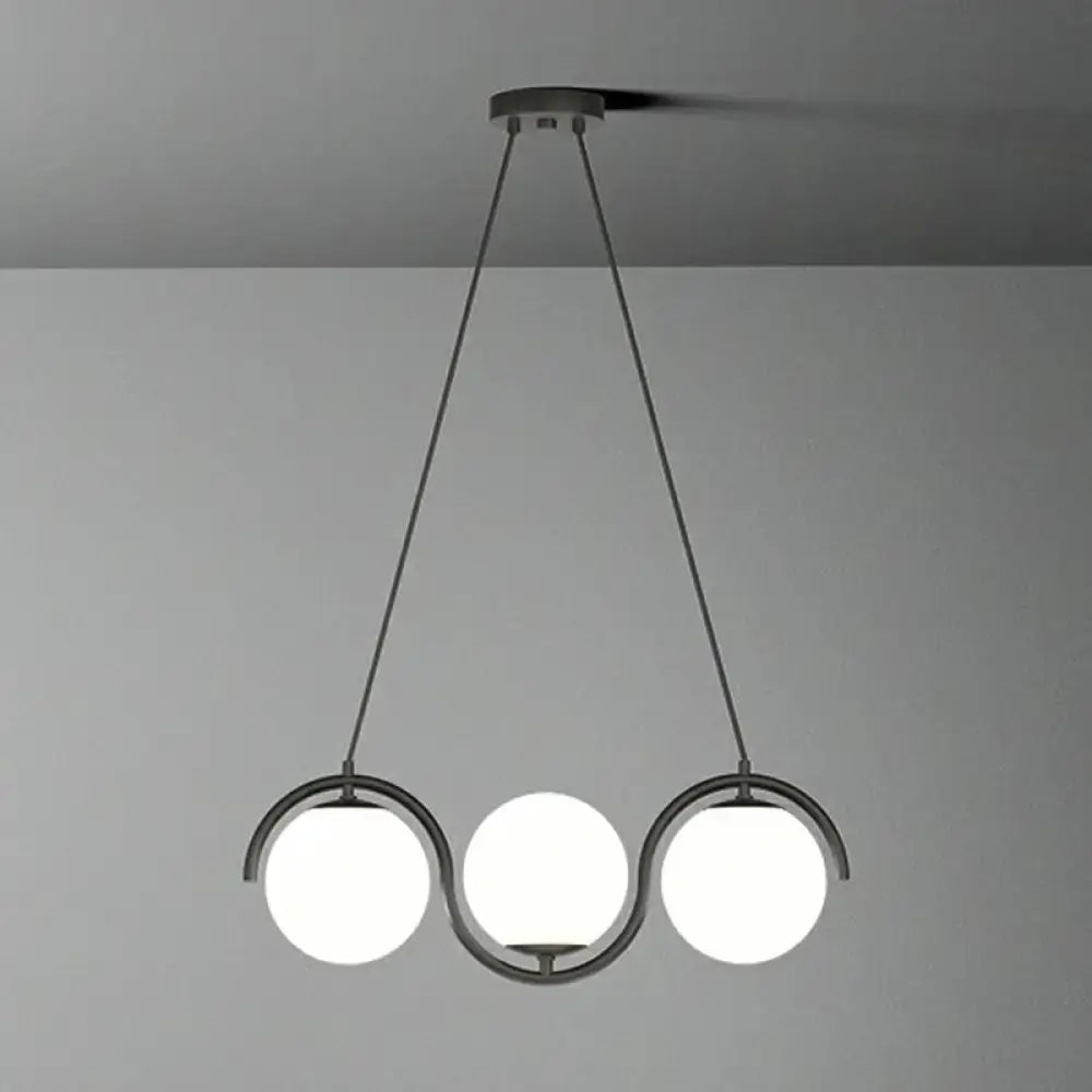 DecorBites™ Postmodern Island Light Fixture: Wavy Metallic Hanging Lamp with Glass Shade