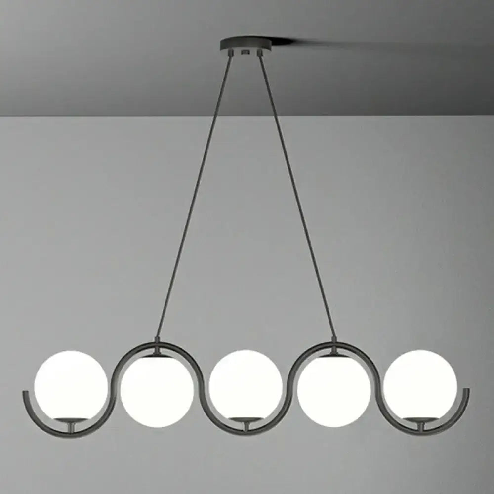 DecorBites™ Postmodern Island Light Fixture: Wavy Metallic Hanging Lamp with Glass Shade