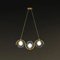 DecorBites™ Postmodern Island Light Fixture: Wavy Metallic Hanging Lamp with Glass Shade