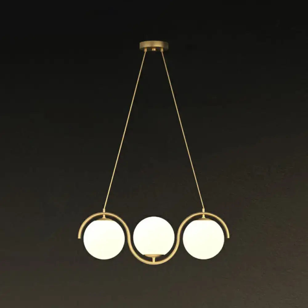 DecorBites™ Postmodern Island Light Fixture: Wavy Metallic Hanging Lamp with Glass Shade
