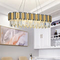 DecorBites™ Postmodern K9 Crystal Linear Island Light with 10 Bulbs - Black and Gold Dining Room Hanging Lamp