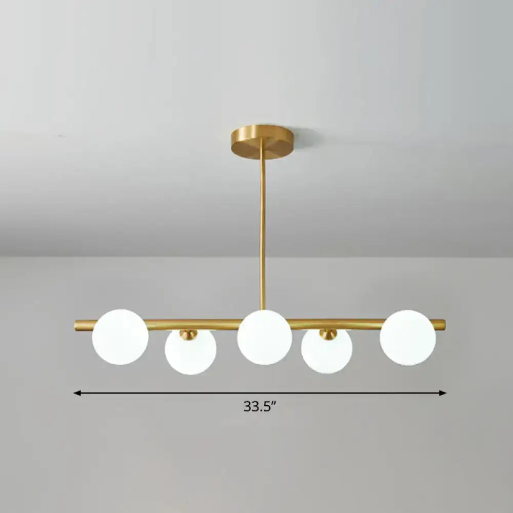 DecorBites™ Postmodern Linear Island Lamp - Glass Pendant Light in Brass for Dining Room
