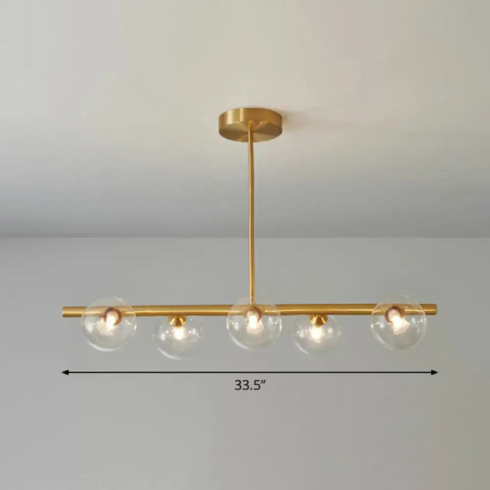 DecorBites™ Postmodern Linear Island Lamp - Glass Pendant Light in Brass for Dining Room