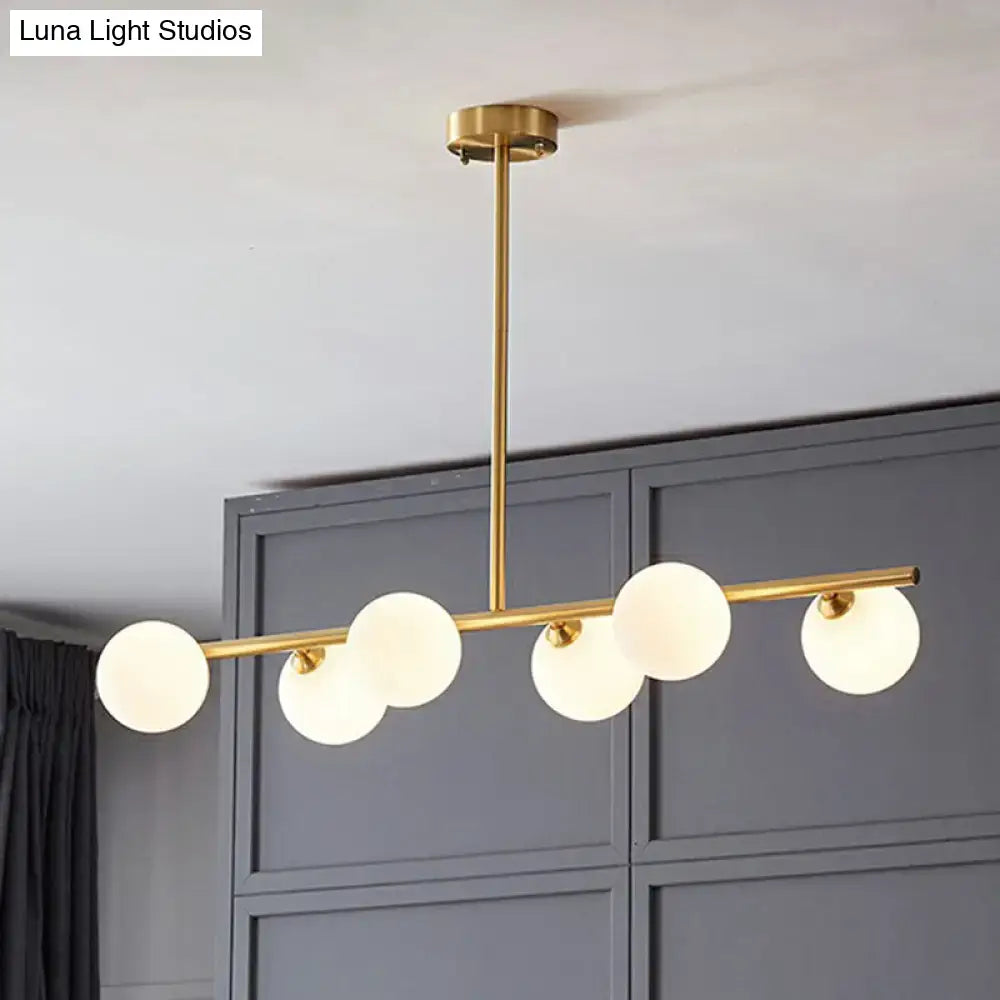 DecorBites™ Postmodern Linear Island Lamp - Glass Pendant Light in Brass for Dining Room