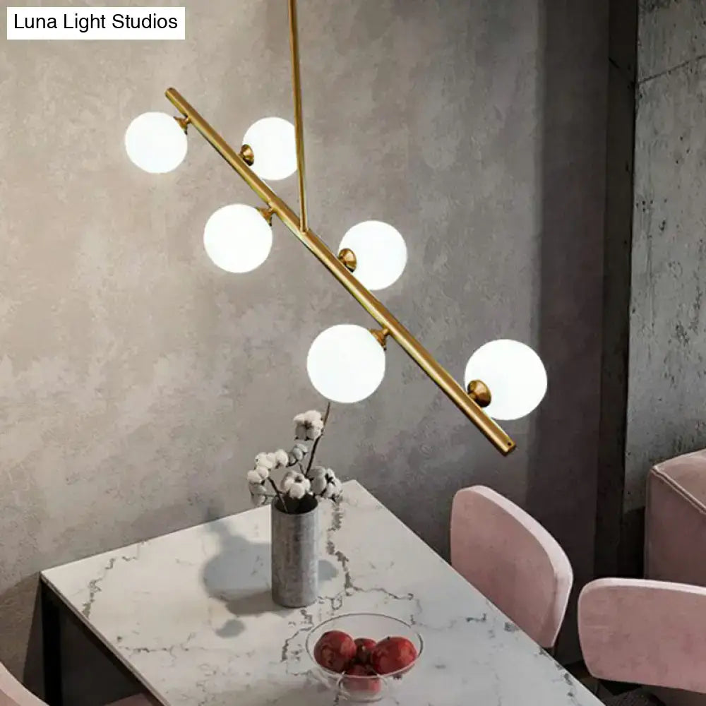 DecorBites™ Postmodern Linear Island Lamp - Glass Pendant Light in Brass for Dining Room