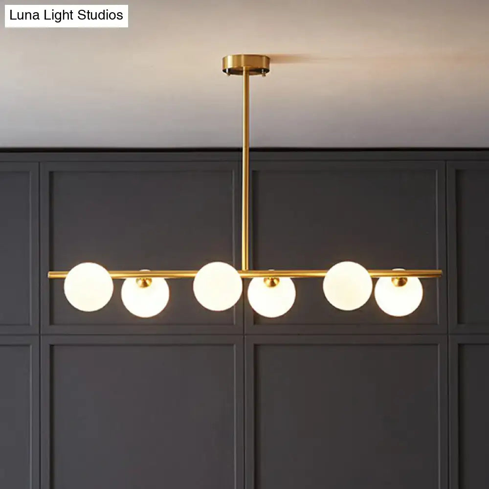 DecorBites™ Postmodern Linear Island Lamp - Glass Pendant Light in Brass for Dining Room