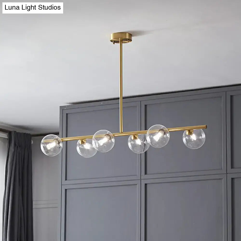 DecorBites™ Postmodern Linear Island Lamp - Glass Pendant Light in Brass for Dining Room