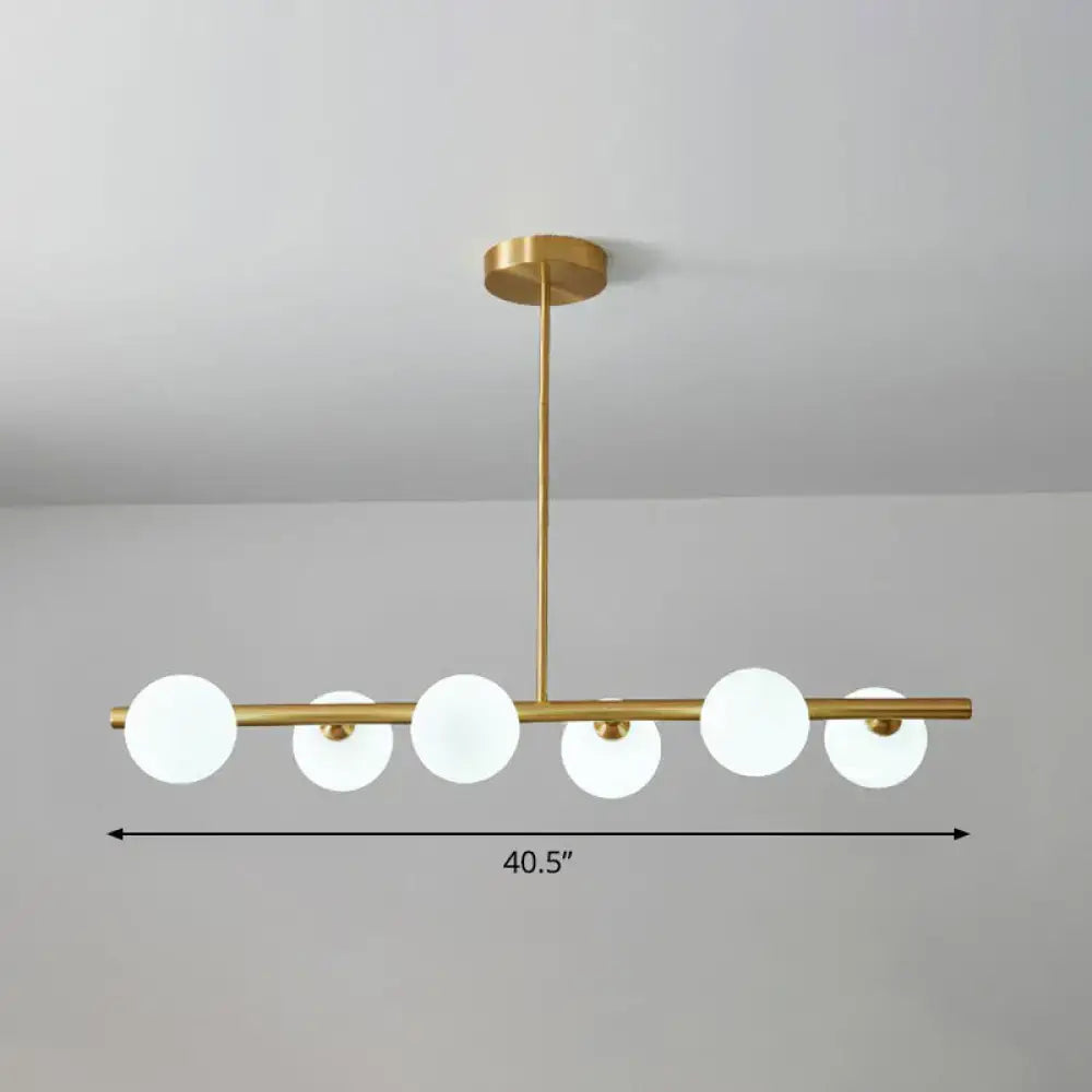 DecorBites™ Postmodern Linear Island Lamp - Glass Pendant Light in Brass for Dining Room