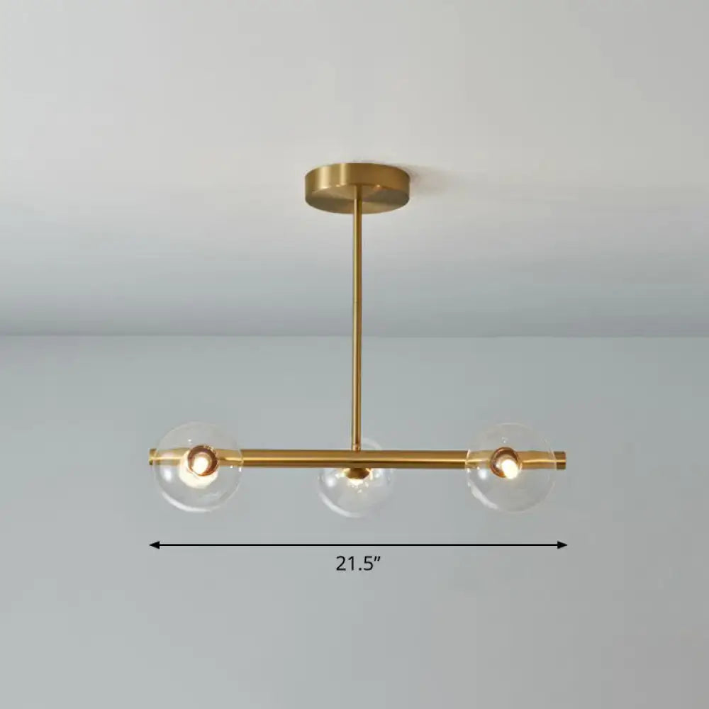 DecorBites™ Postmodern Linear Island Lamp - Glass Pendant Light in Brass for Dining Room