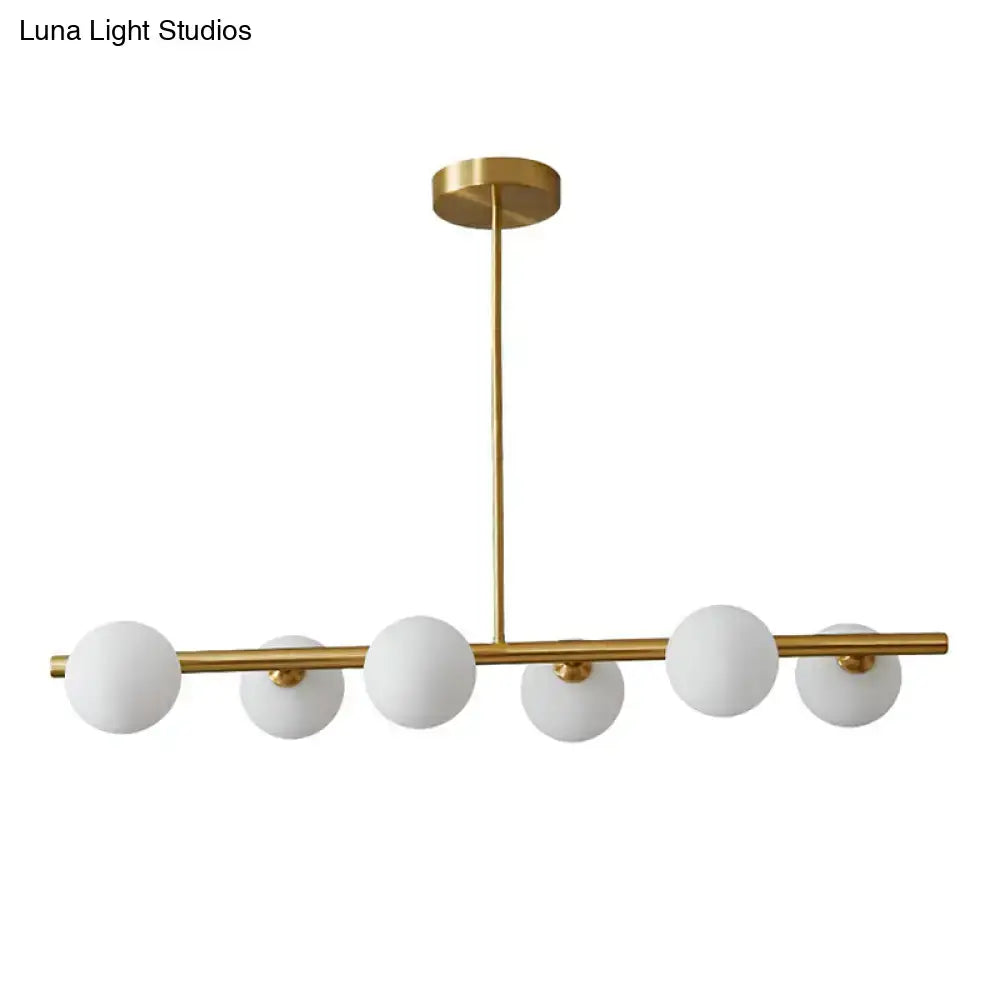 DecorBites™ Postmodern Linear Island Lamp - Glass Pendant Light in Brass for Dining Room