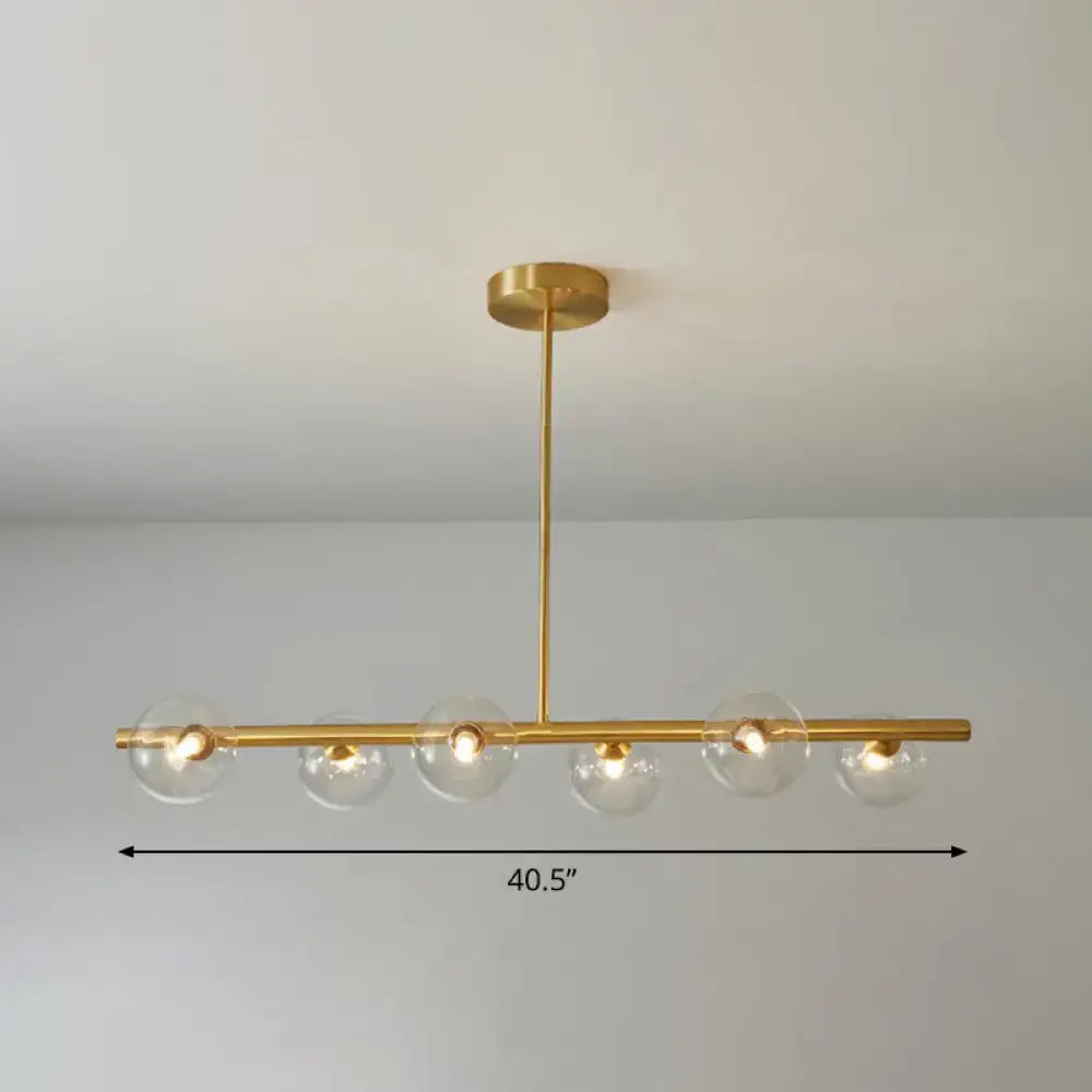 DecorBites™ Postmodern Linear Island Lamp - Glass Pendant Light in Brass for Dining Room