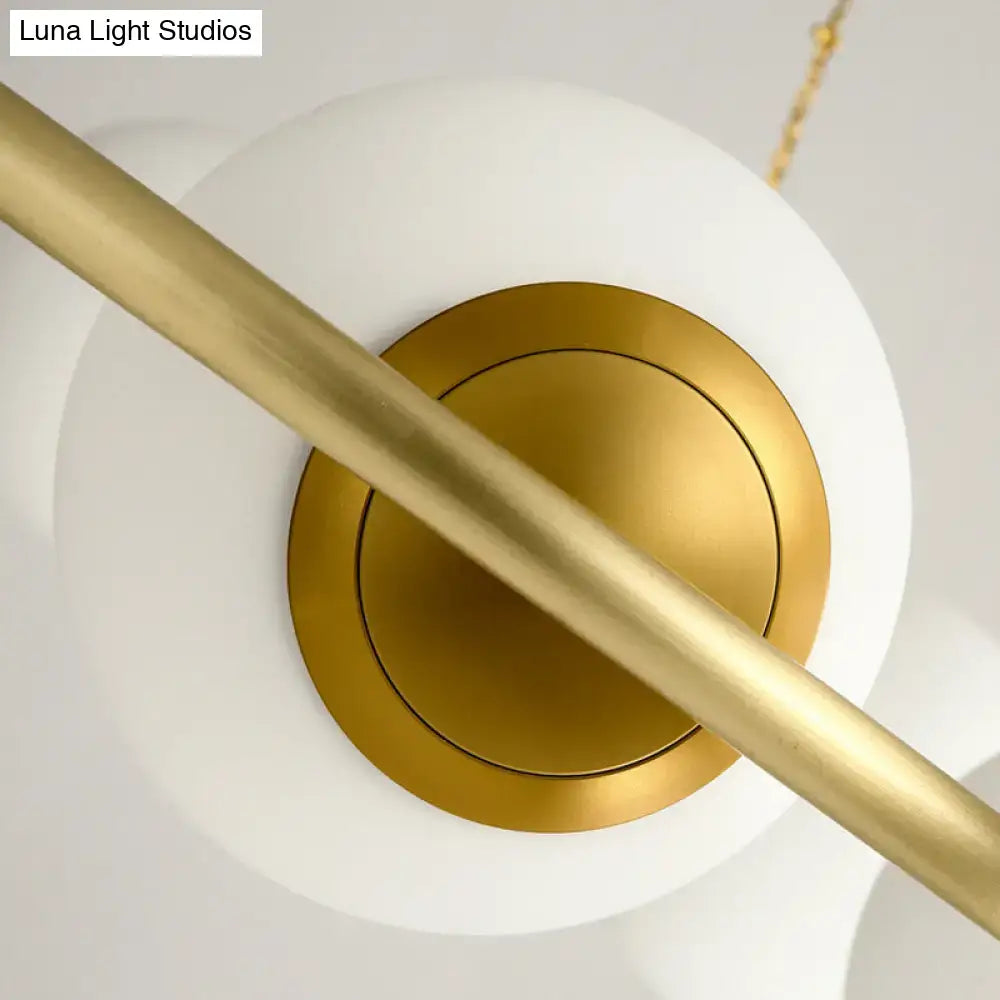 DecorBites™ Postmodern Metal Chandelier with Frosted Glass Shades - 6/8 Lights, Brass Finish