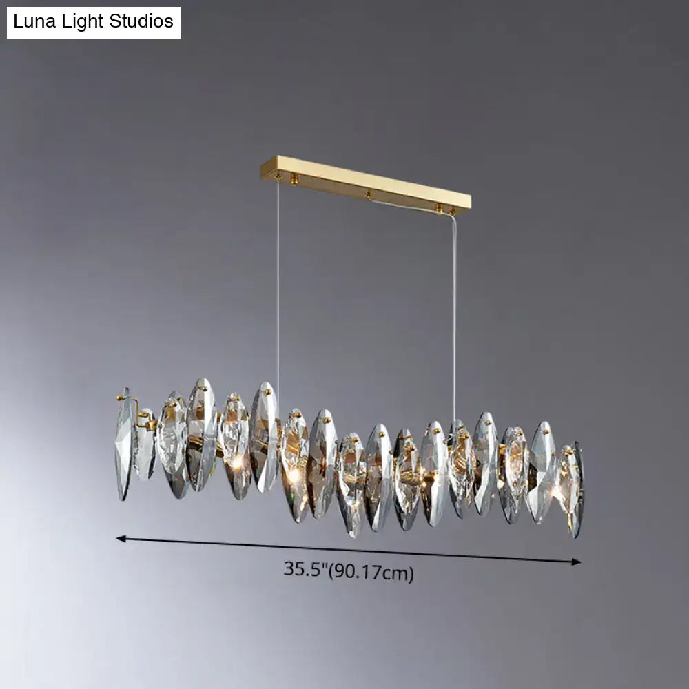 DecorBites™ Postmodern Smoke Grey Glass Leaf Suspension Lamp – Gold Restaurant Island Light
