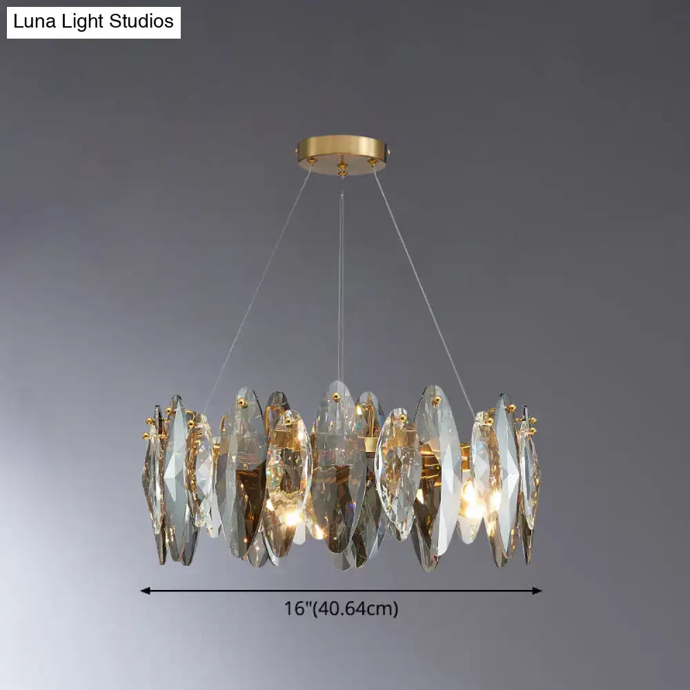DecorBites™ Postmodern Smoke Grey Glass Leaf Suspension Lamp – Gold Restaurant Island Light