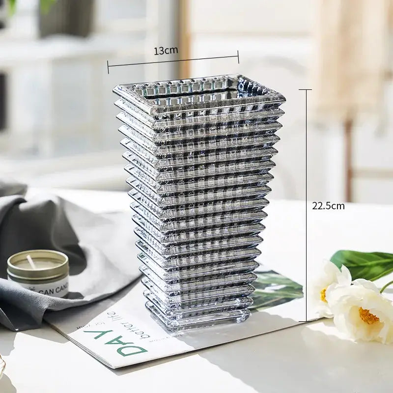 DecorBites™ Premium Crystal Glass Vase for Home Décor