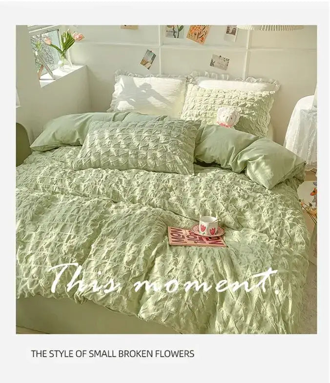 DecorBites™ Princess Bedding Set - French Style Wash Cotton, Solid Color Summer Soft Set