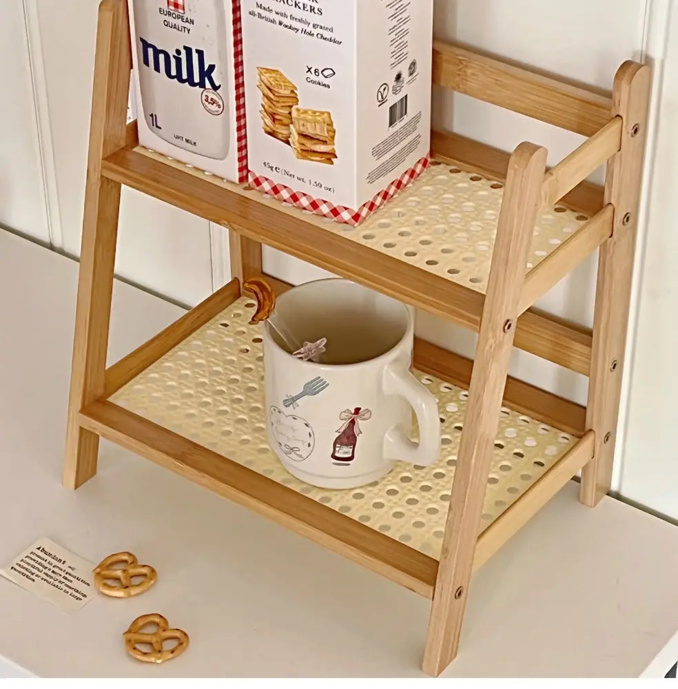 DecorBites™ Rattan 2-Tier Desktop Organizer Shelf