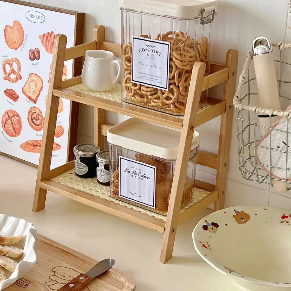DecorBites™ Rattan 2-Tier Desktop Organizer Shelf