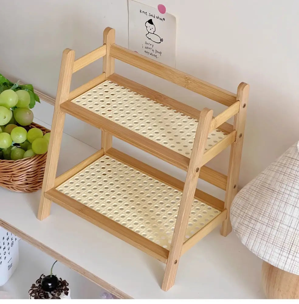 DecorBites™ Rattan 2-Tier Desktop Organizer Shelf