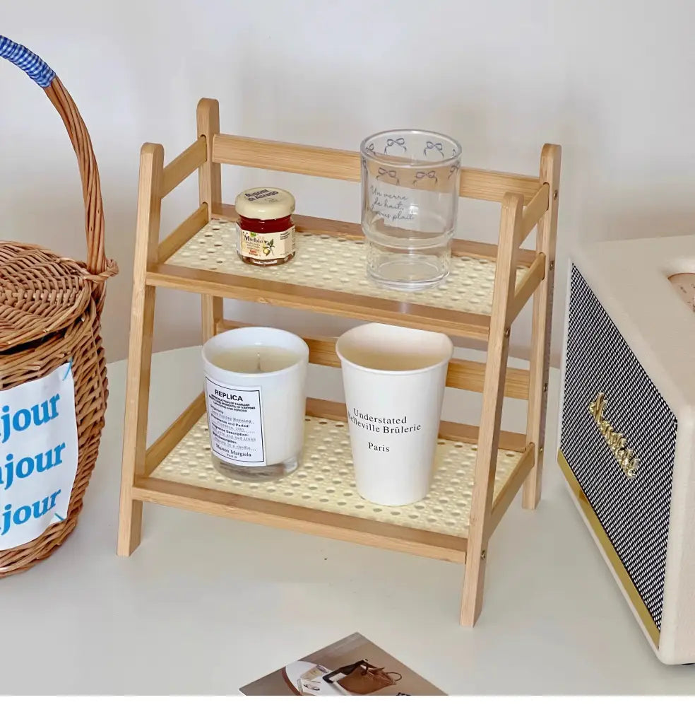 DecorBites™ Rattan 2-Tier Desktop Organizer Shelf