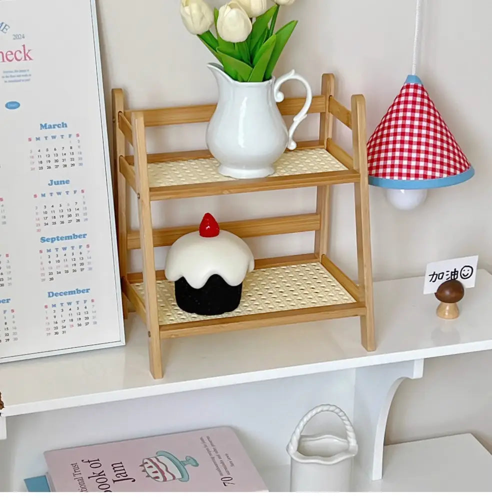DecorBites™ Rattan 2-Tier Desktop Organizer Shelf
